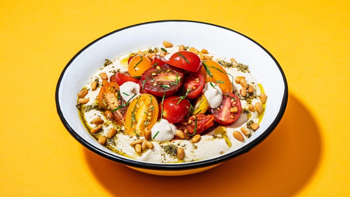 Seasonal Heirloom Tomato Hummus Bowl