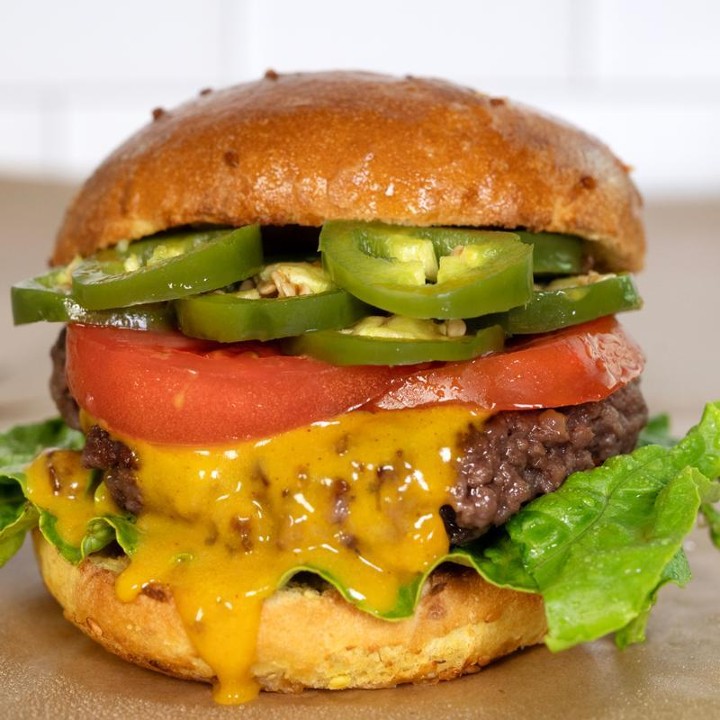 Beer Cheese & Pickled Jalapeno Burger