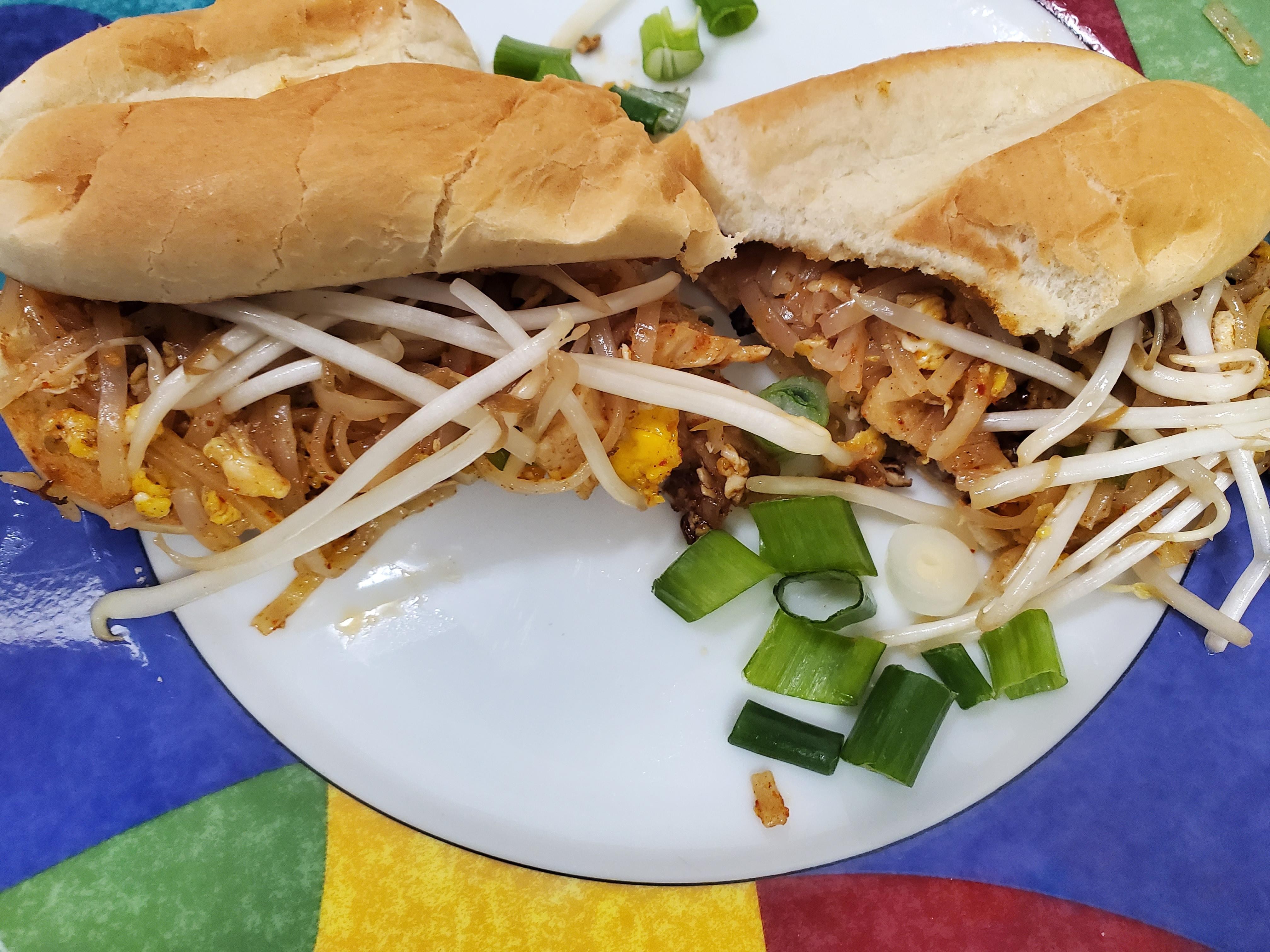 Pad Thai on French roll