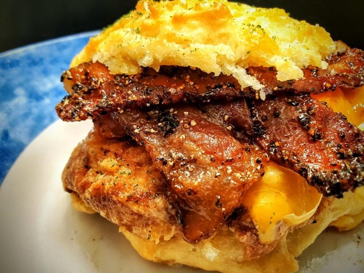 Candied Bacon and Fried Chicken Sandwich