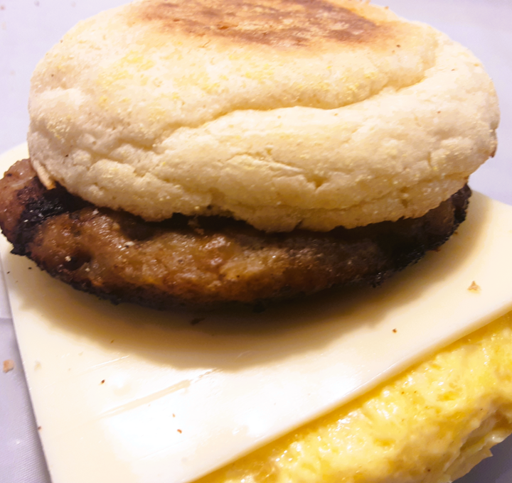 SAUSAGE EGG AND CHEESE ON ENGLISH MUFFIN