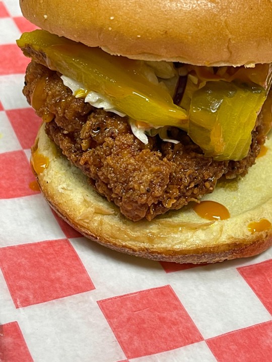 Spicy buttermilk Chicken Sandwich, Fries and Can Soda