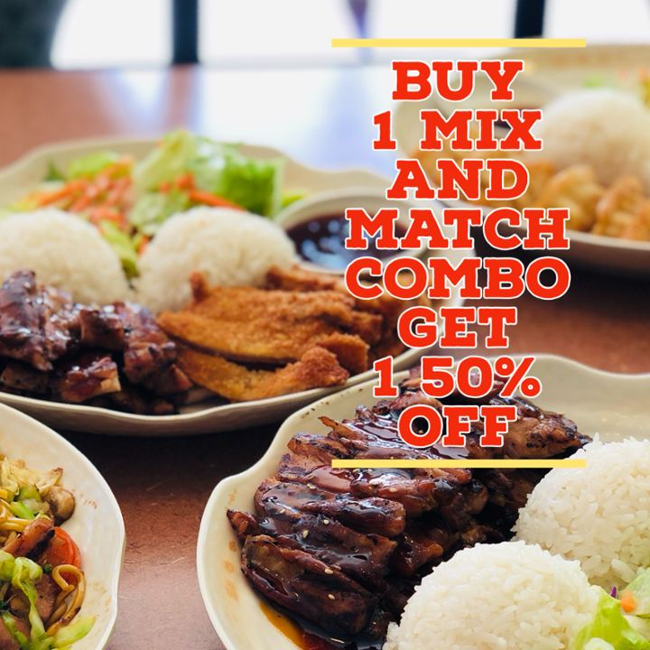 Buy 1 Mix and Match Combo Get 1 50% off