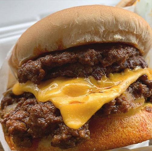Slammer TCC: 3 patties, 2 cheese, famous LA chili sauce