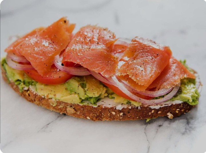 Smoked salmon avocado toast