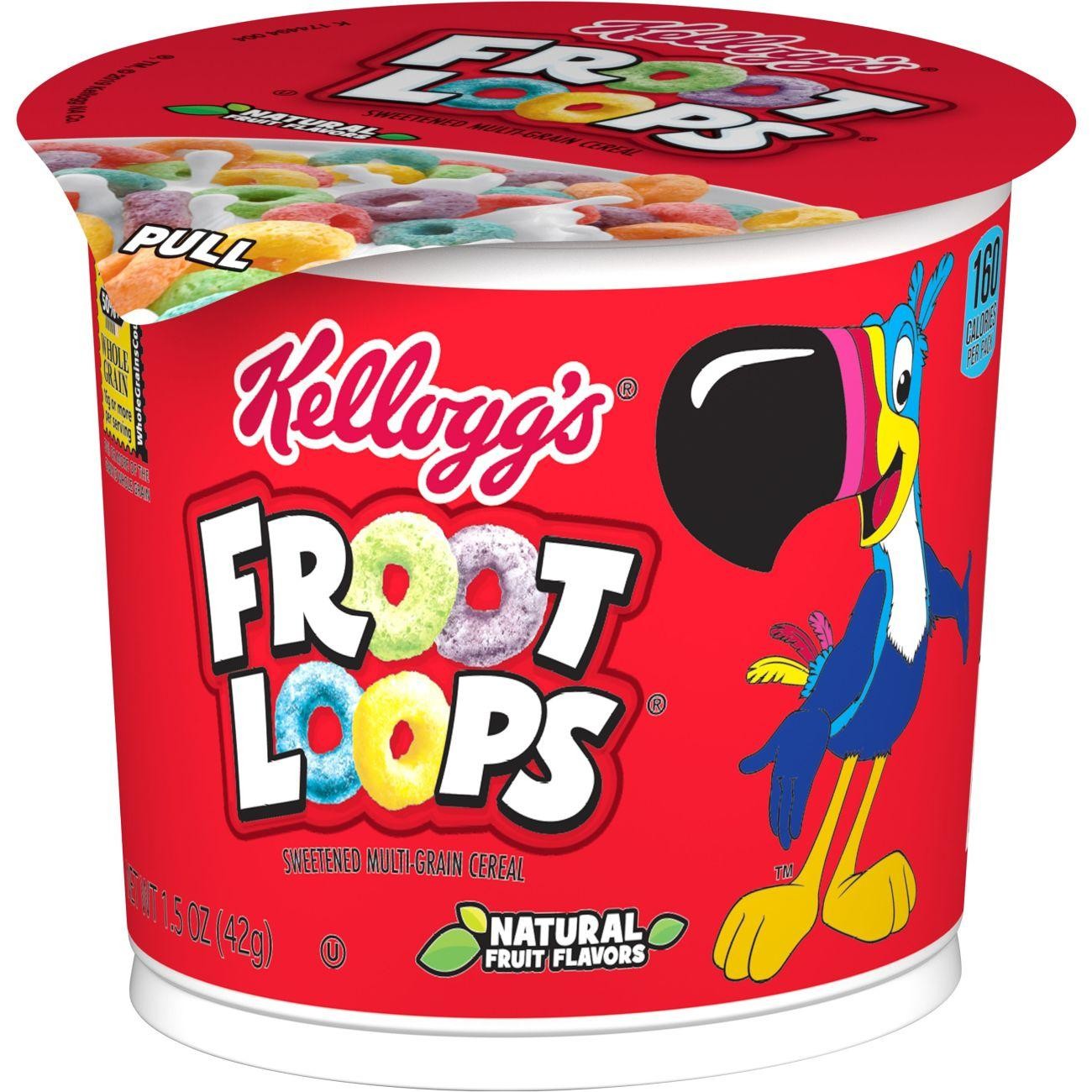 Kellogg S Froot Loops Original Cold Breakfast Cereal  Single Serve  1.5 Oz Cup
