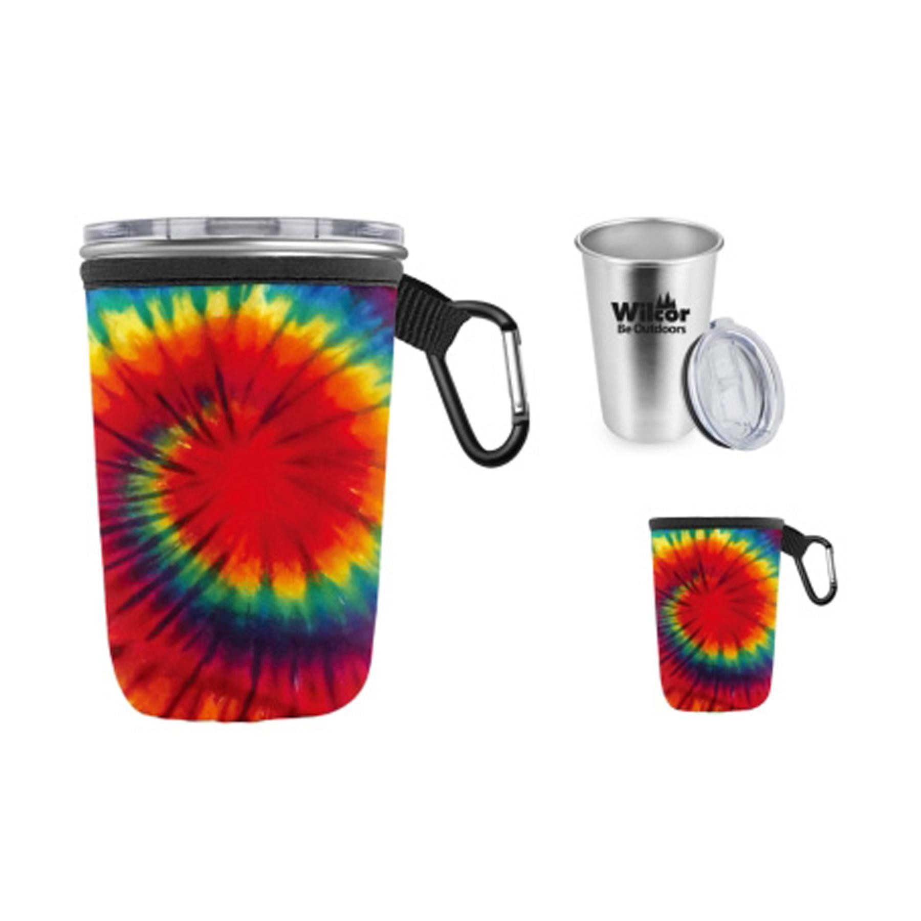 16 Oz Stainless Cup with Tie Dye Cooler Sleeve