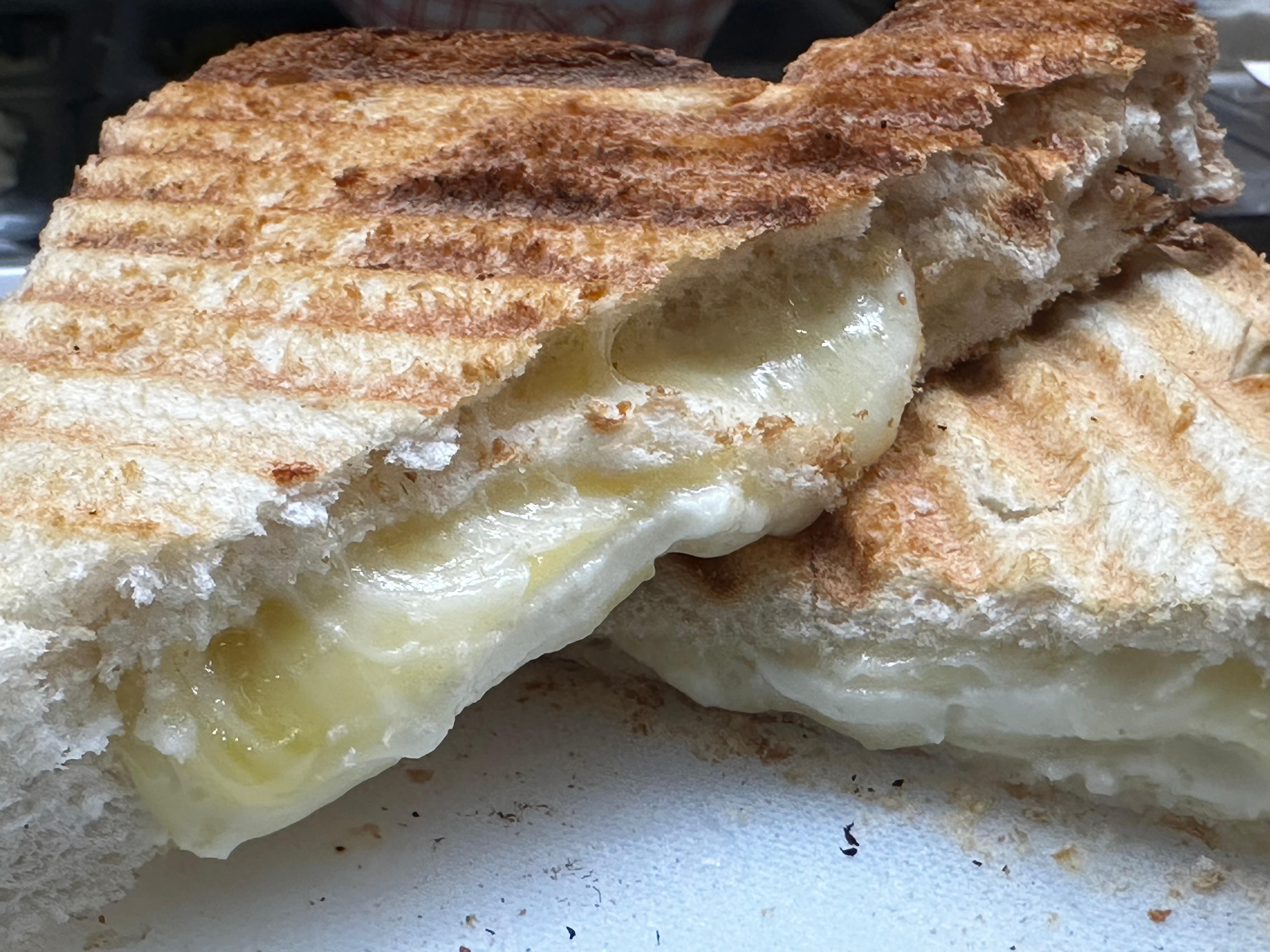 PANINI - 3 CHEESE DELUXE GRILLED CHEESE (cheddar, mozzarella, and provolone on italian)