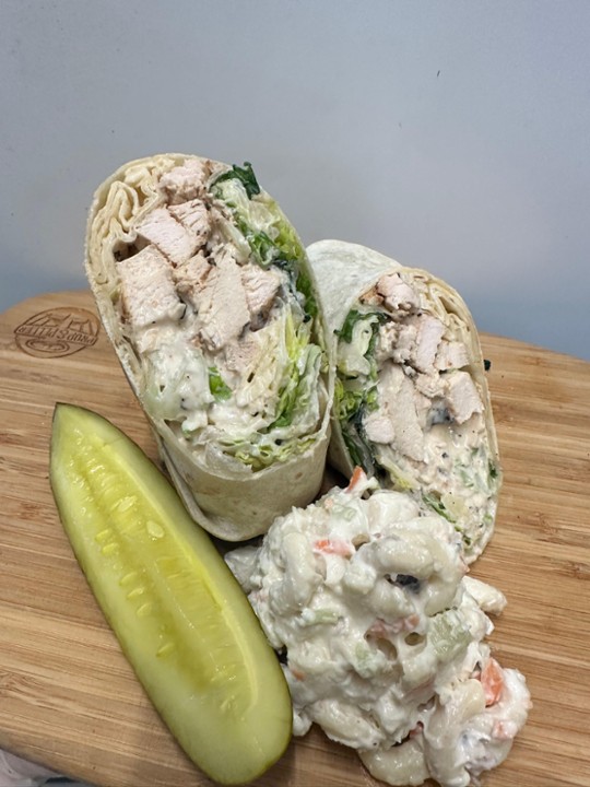 CHICKEN CAESAR WRAP (chicken, caesar, lettuce & parm cheese)