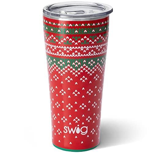 Swig Life 32oz Triple Insulated Tumbler, Cup Holder Friendly, Dishwasher Safe, Stainless Steel, Double Wall, Vacuum Sealed Travel Coffee Mug (Sweater