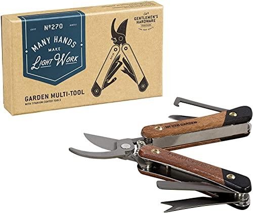 Gentlemen’s Hardware Wood-Handled Multi-Tool, 7-in-1, Garden Tool