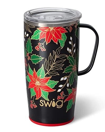 Swig Life 22oz Travel Mug | Insulated Tumbler with Handle and Lid, Cup Holder Friendly, Dishwasher Safe, Stainless Steel, Travel Coffee Cup, Insulated - Christmas