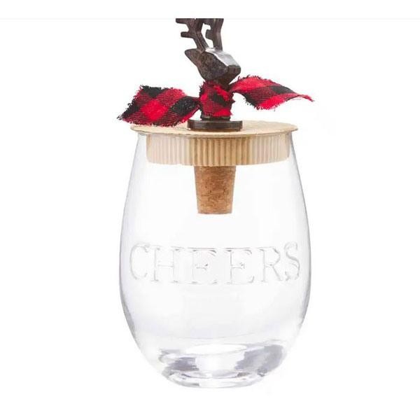 Cheers Wine Glass and Bottle Topper Set