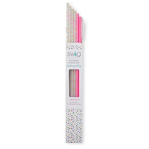 Swig Life Women's Straws Confetti - Confetti & Pink Reusable Straw Set