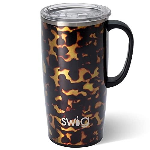 Swig Life 22oz Tall Travel Mug with Handle and Lid, Cup Holder Friendly, Dishwasher Safe, Stainless Steel, Triple Insulated Coffee Mug Tumbler (Bombsh