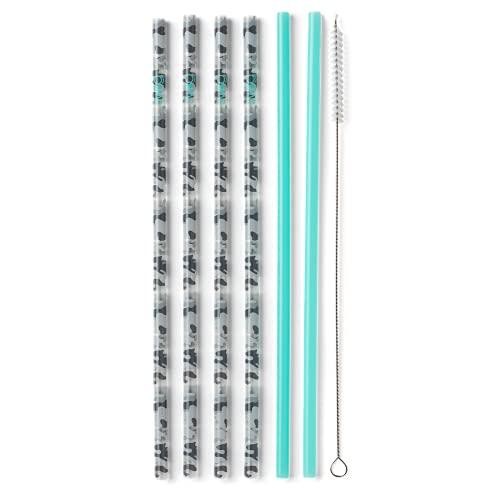 Swig Life Reusable Straws Incognito Camo + Aqua Tall Straw Set & Cleaning Brush, Each Straw Is 10.25 Inch Long (Fits Swig Life 20oz Tumblers, 22oz Tum