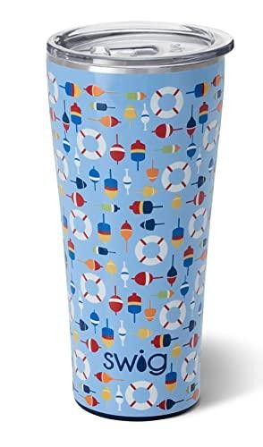 Swig Life 32oz Triple Insulated Stainless Steel Tumbler with Lid, Dishwasher Safe, Double Wall, and Vacuum Sealed Travel Coffee Tumbler (Bobbing Buoys