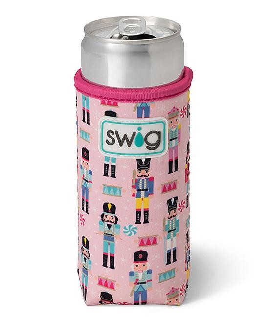 Swig Life Women's Bottle Sleeves  - Pink & Blue Nutcracker Slim Can Coolie Sleeve