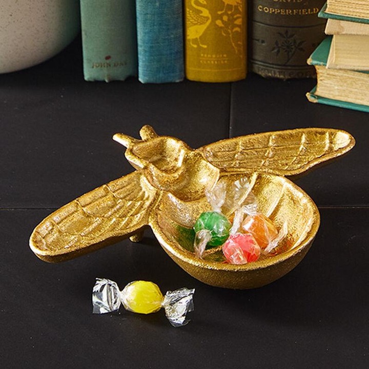 Decorative Cast Iron Gold Bee Shaped Dish