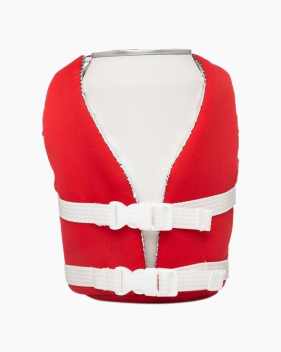 Puffin Life Vest Can Insulator - Flag Red