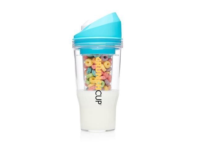 CrunchCup XL Blue: Portable Plastic Cereal Cup for Breakfast on the Go  BPA-Free & Dishwasher-Safe