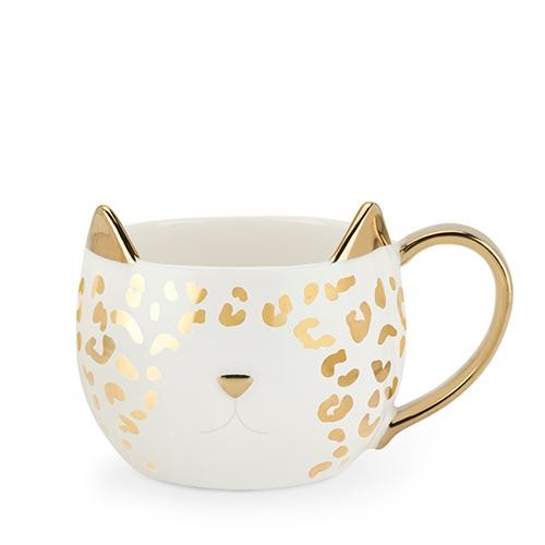 Chloe White Leopard Cat Mug by Pinky up