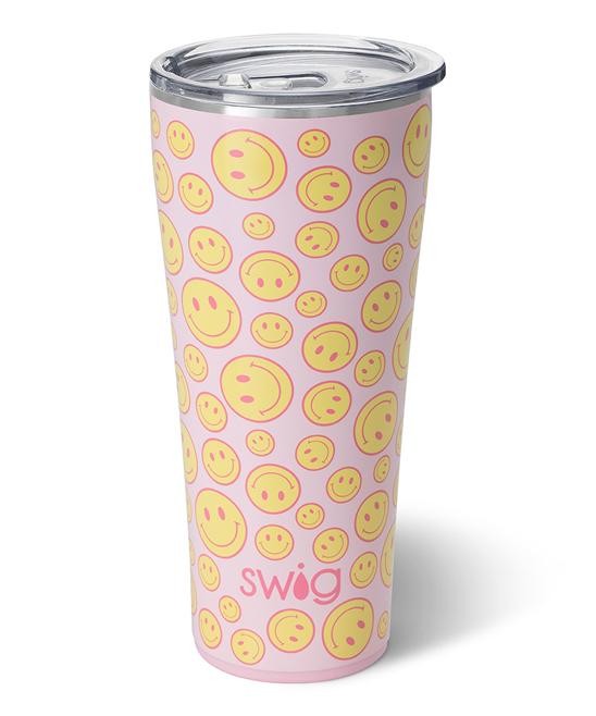 Swig Life Women's Tumblers Oh - Pink & Yellow Oh Happy Day 32-Oz. Travel Tumbler