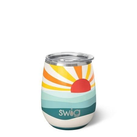 Swig Life 14oz Stemless Wine Cup | Insulated Stainless Steel Wine Tumbler | Sun Dance