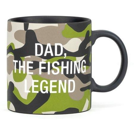 About Face Designs Dad  the Fishing Legend Green Camo on Black 20 Oz. Ceramic Mug