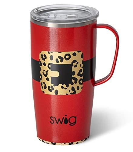 Swig Life 22oz Travel Mug | Insulated Tumbler with Handle and Lid, Cup Holder Friendly, Dishwasher Safe, Stainless Steel, Travel Coffee Cup, Insulated - Mrs. Clause