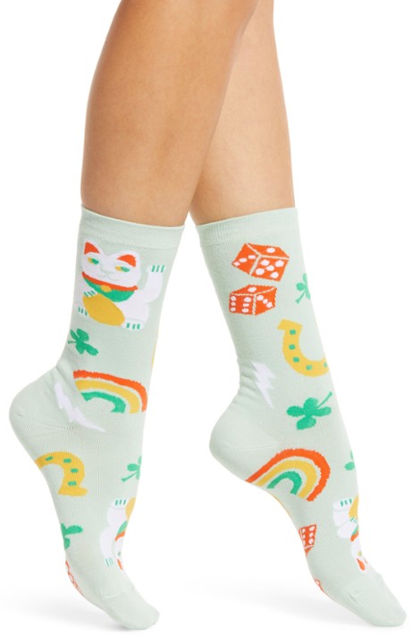 Yellow Owl Workshop Lucky Cat Socks in Green at Nordstrom