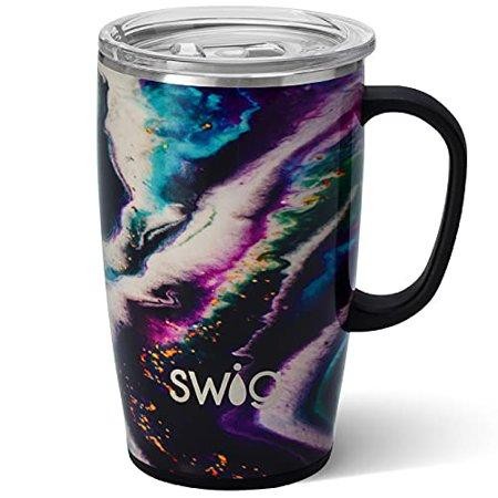 Swig Life 18oz Travel Mug with Handle and Lid  Stainless Steel  Dishwasher Safe  Cup Holder Friendly  Triple Insulated Coffee Mug Tumbler in Aurora Pr