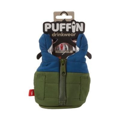 Puffin the Puffy Vest Can Insulator - Green/Blue