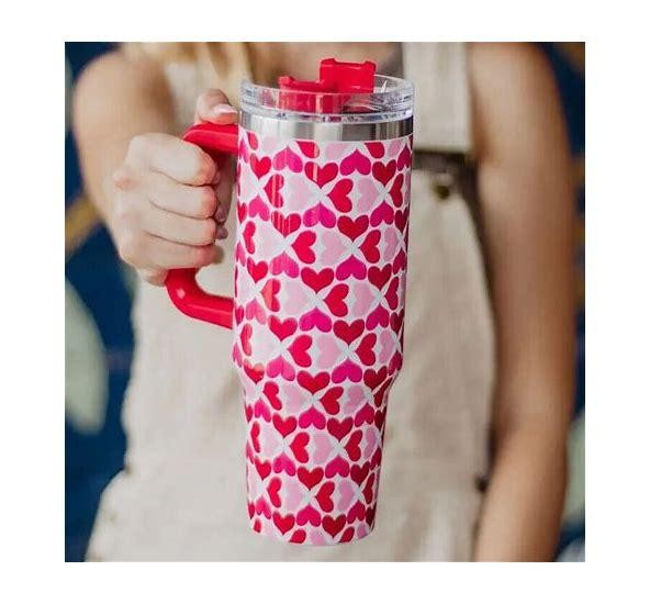 Multicolored Hearts Valentines Day Tumbler Cup