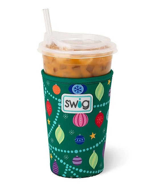 Swig Life  Bottle Sleeves  - Green & Red O Christmas Tree 22-Oz. Iced Cup Coolie Sleeve