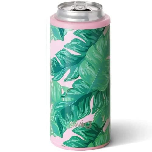 Swig Life Skinny Can Cooler, Stainless Steel, Dishwasher Safe, Triple Insulated Slim Can Sleeve for 12oz Tall Skinny Can Beverages in Palm Springs Pri