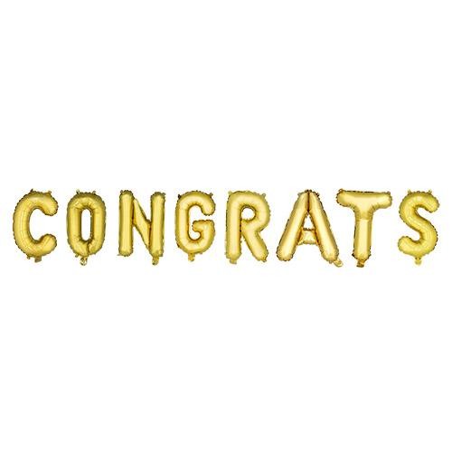 6236 14 in. Gold Congrats Mylar Balloon - Set of 8