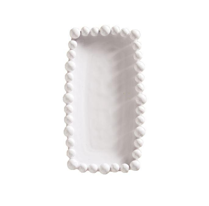 Raised Dot Long Platter, White