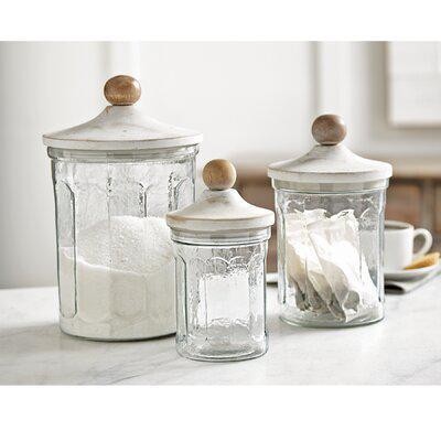 Fluted Glass Kitchen Canisters Clear Set of Three, Set of Three, Clear