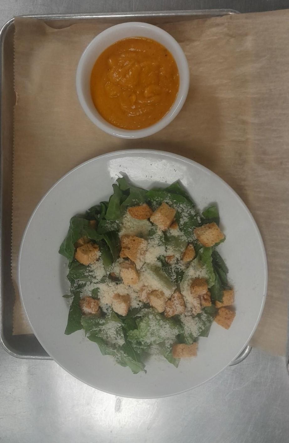 Caesar salad & Choice of Soup