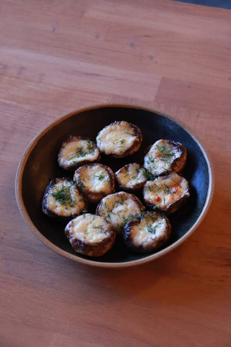 Cheese Stuffed Mushrooms w/ Dill (Soko Ketsi)