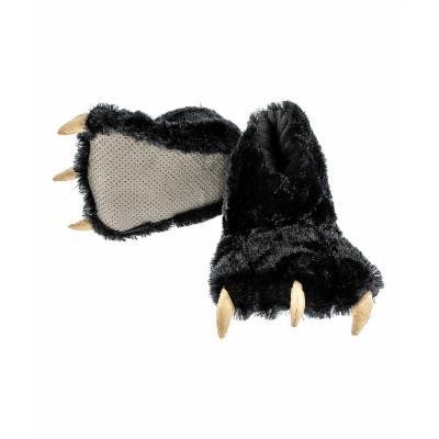 LazyOne Animal Paw Slippers  Black Bear  Child and Adult Unisex Furry Slipper  X-small