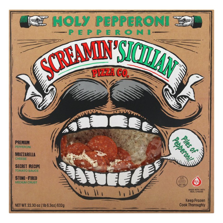 Screamin' Sicilian Pizza, Pepperoni, Holy Pepperoni, Box