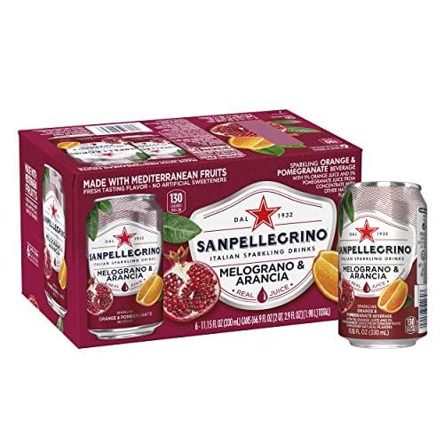 Sanpellegrino Pomegranate and Orange Italian Sparkling Drinks, 11.15 Fl Oz. Cans (6 Count)