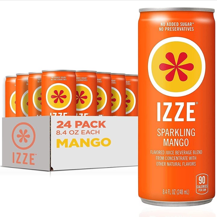 Izze Sparkling Juice Beverage, Mango, 8.4 Fl Oz, 24 Pack
