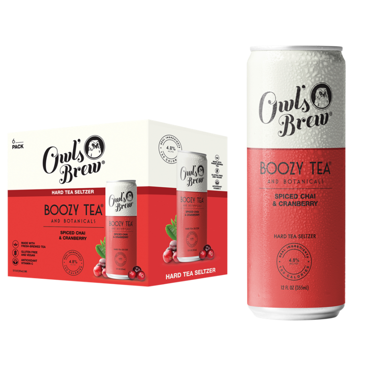 Owl's Brew Boozy Tea Spiced Chai & Cranberry 6pk 12oz Can 4.8% ABV