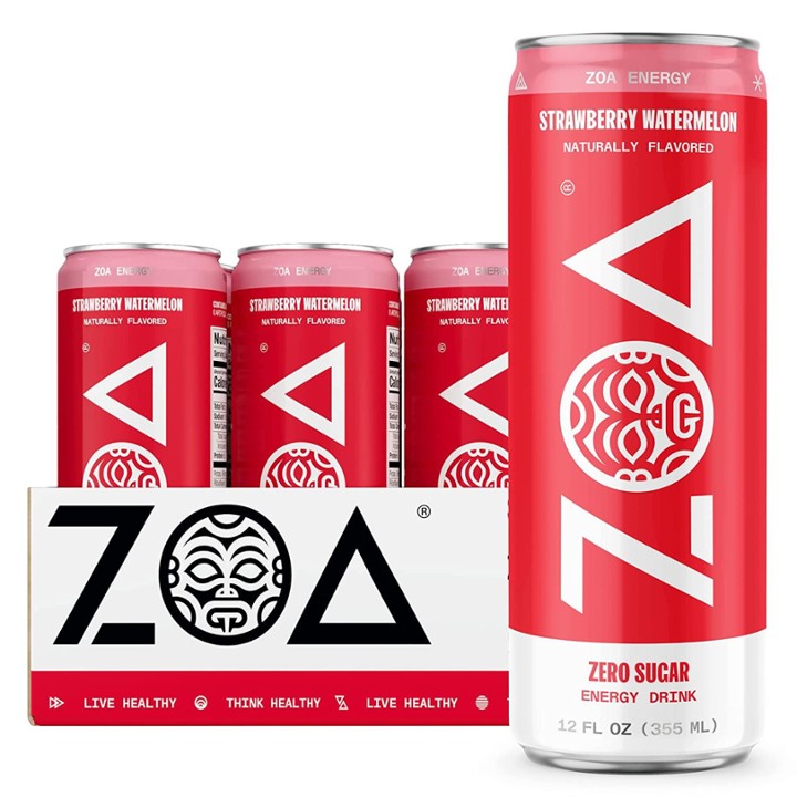ZOA Zero Sugar Energy Drink, Strawberry Watermelon, 12 Ounce (Pack of 12)