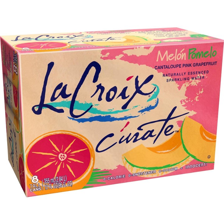LaCroix Sparkling Water Curate  Melon Pomelo (Melon Pink-Grapefruit)- 8pk/12 Fl Oz