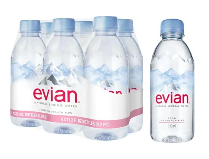 Evian Natural Water Bottles, Naturally Filtered Water, 330 ML