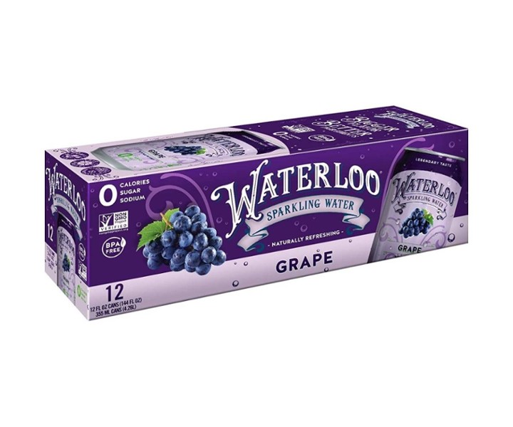Waterloo Sparkling Water KHFM00333795 144 Fl Oz Grape Sparkling Water - Pack of 12